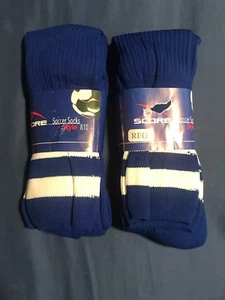 2 Pair Brand New Mens SCORE Athletic Sports Soccer Socks Navy Blue 8.5-11 NWT! - Picture 1 of 2