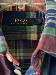 Polo by Ralph Lauren Women Plaid Cotton Long Sleeve Button-Down Shirt Sz L - Picture 1 of 8