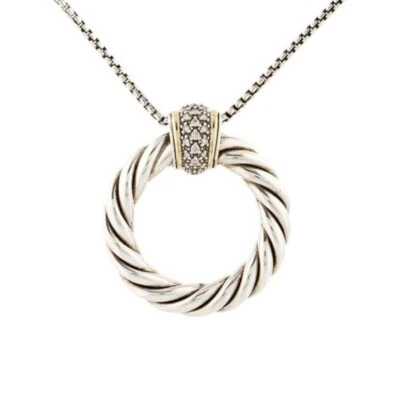 Pingente circular de cabo torcido diamante David Yurman - Imagem 1 de 4