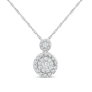 $1000 REAL GENUINE Diamond SOLITAIRE PENDANT NECKLACE 10k WHITE Gold SOLID! 18' - Picture 1 of 11
