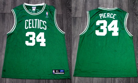 BOSTON CELTICS #34 PAUL PIERCE JERSEY NBA REEBOK GREEN SHIRT VINTAGE SIZE XL Cover