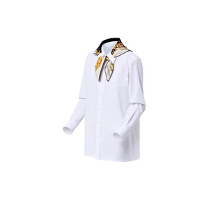 NWT Louis Vuitton white button down cotton MONOGRAM SCARF SHIRT 40 retail $1640 - Picture 1 of 17
