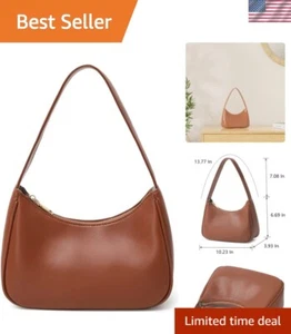 Versatile Women’s Hobo Tote Bag - Zipper Closure and Stylish Design - Brown - Picture 1 of 10