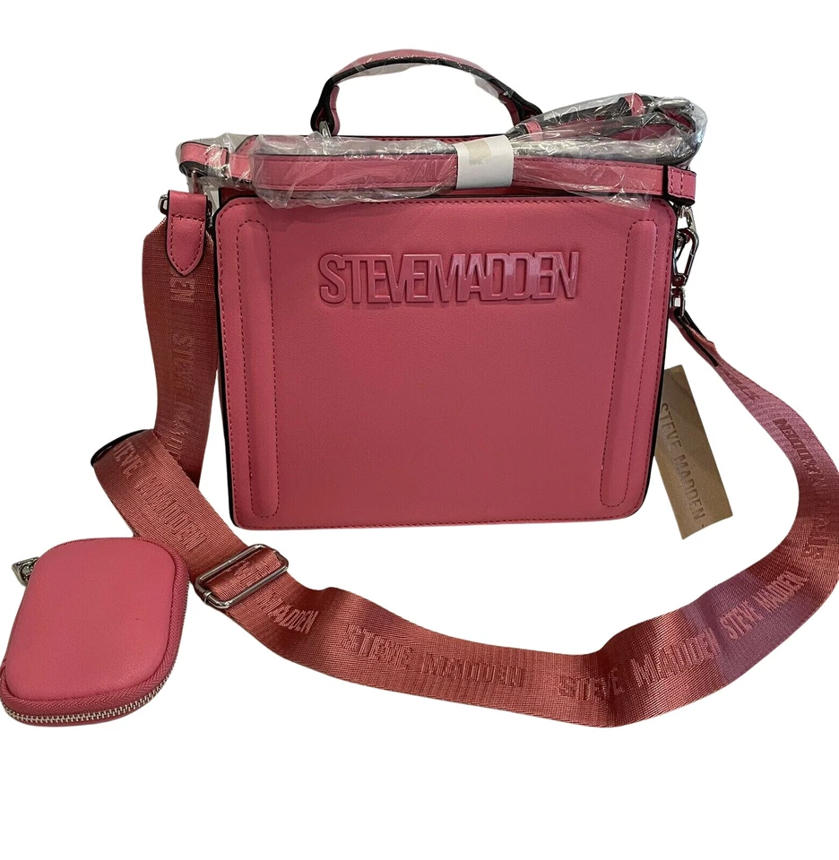 Steve Madden Women's Bevelyn Satchel Crossbody Bag - Hot Pink