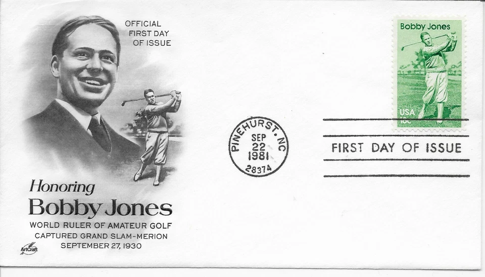 US Scott #1933, First Day Cover 9/22/81 Pinehurst Single Jones - Image 1 of 1