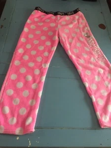 I love my bed Junior Girls Size XL Pajama Bottoms Fleece Pink Glitter Warm - Picture 1 of 7