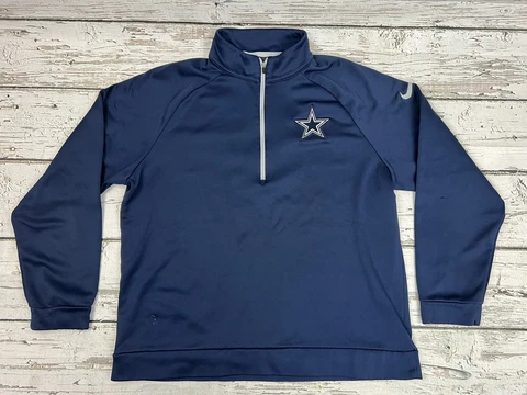 Nike Dallas Cowboys NFL Team Apparel Dri-Fit 1/4 Zip Pullover Sweater Sweatshirt Cover