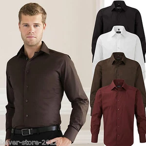 Hombre Stretch Camisa Manga Larga Fácil Cuidado Entallada Talla Especial 37-50 - Imagen 1 de 5