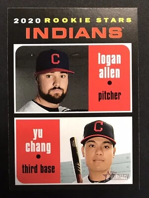 2020 Topps Heritage Logan Allen RC #231 Indians Rookie w/ Yu Chang French Text - Image 1 of 4