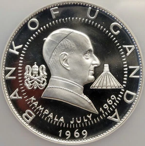 1969 UGANDA Visit POPE Paul VI XLARGE Proof Silver 30 Shilling NGC Coin i84655 - Picture 1 of 5