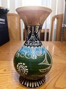 VINTAGE SARAWAK MALAYSIAN HAND CARVED GLAZED COLORFUL 8 1/2" VASE POTTERY - Bild 1 von 8