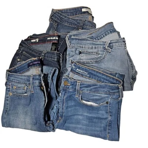 Lote de 5 pares de pantalones de mezclilla azules surtidos manualidades chatarra acolchado hágalo usted mismo trabajo de reciclaje - Imagen 1 de 4