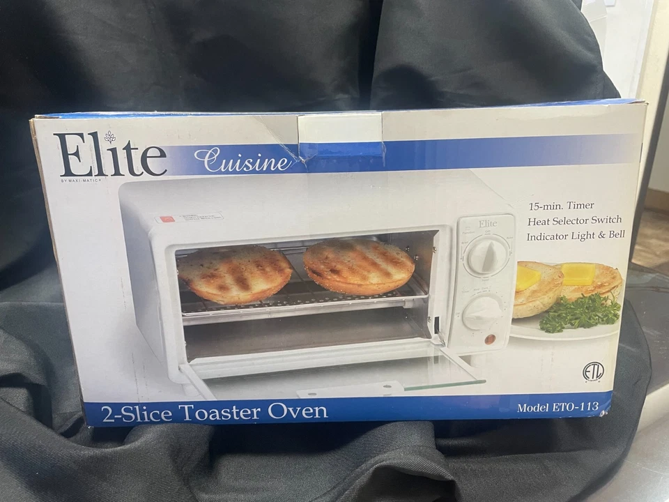 Maxi-Matic ETO-113 Elite Cuisine 2-Slice Toaster Oven with 15 Minute Timer,White - Image 1 of 1