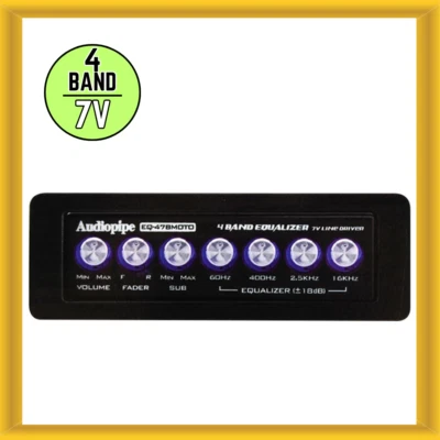 Audiopipe EQ-47BMOTO 4 Band 7 Volt Graphic Equalizer Three Stereo RCA Outputs - Image 1 of 2