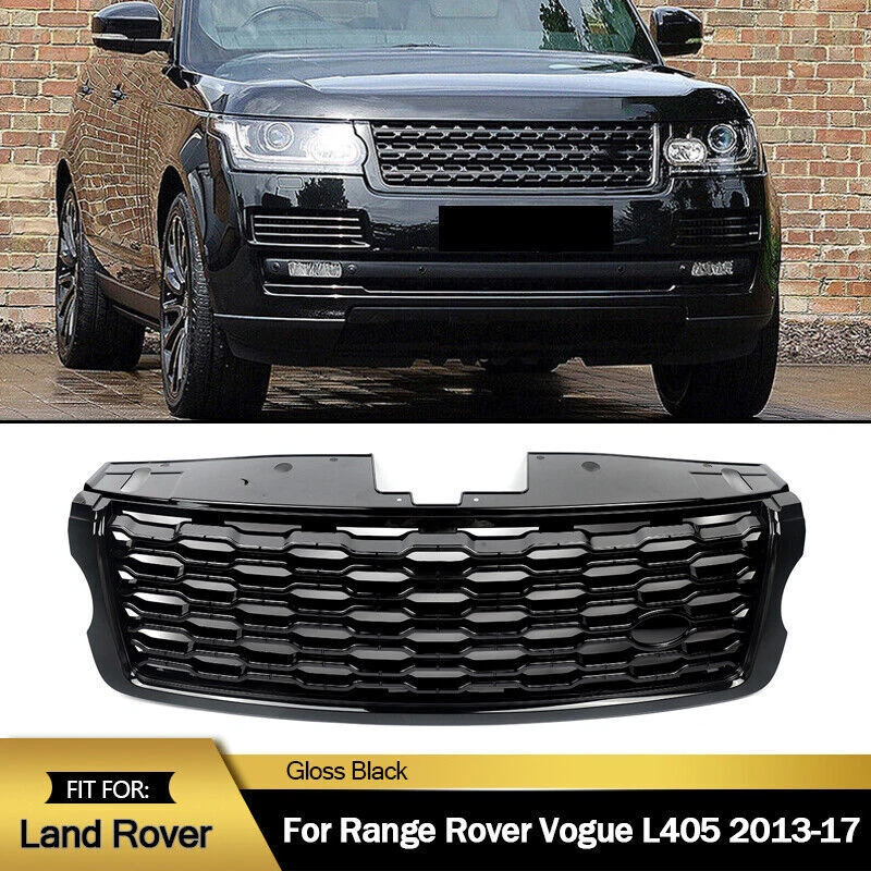 Front Bumper Grille Fit Land Rover Range Rover Vogue L405 2013-2017 Gloss Black Foto 1 de 4