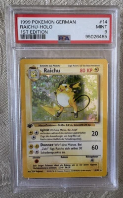 RAICHU - 1999 Base Set 1st Edition Holo (14/102) Pokemon - German PSA9 MINT - Image 1 of 4