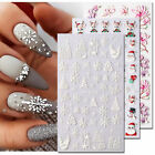 Autocollants pour ongles flocons de neige fleurs de Noël 5D ongles gravés manucure décoration