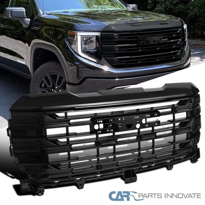Fits 22-25 GMC Sierra 1500 Glossy Black SLE Style Front Bumper Mesh Hood Grille - Image 1 of 4