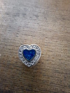925 Sterling Heart Charm Pendant Opal And Zirconia - Picture 1 of 6