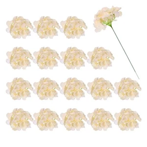 30Pcs Hydrangea Artificial Flowers Fake Hydrangea Flowers with Stems Champagne - Picture 1 of 7