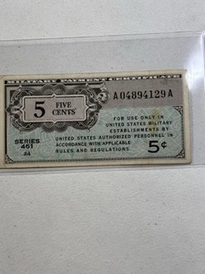 1946-47 US 5 Cents Military Payment Certificate Series 461 P# M1 - Picture 1 of 12