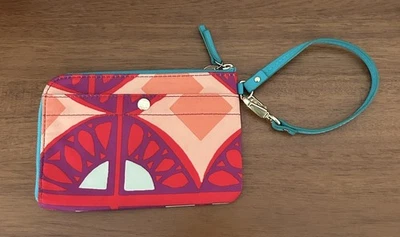 Fossil Key-Per Zip Around Wristlet Raspberry Print Pink/Orange/Turquoise SL4522 - Image 1 of 4