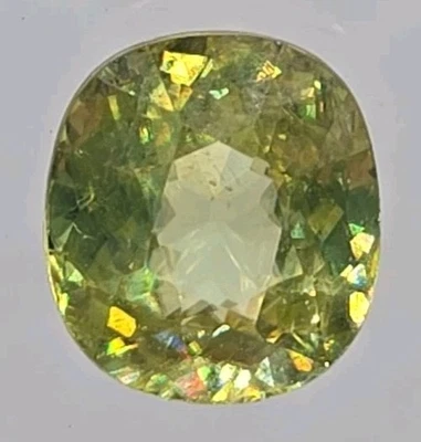 High Fire! 2.22ct VS Cushn Cut 8x6.5mm Bright Green Natural Sphene Titanite Gem! - Image 1 of 4