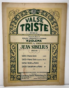 Valse Triste Piano Solo From Kuolema Sheet Music Jean Sibelius 1926 - Picture 1 of 10
