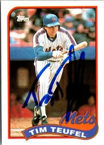 Tim Teufel autographed Baseball Card (New York Mets, JZ) 1989 Topps #9