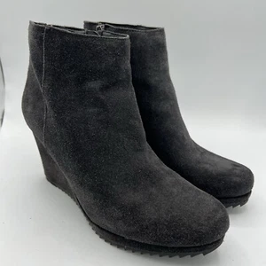 Dolce Vita Gray Suede Wedge Ankle Boots Women’s Size 8.5 EUC Side Zipper - Picture 1 of 9