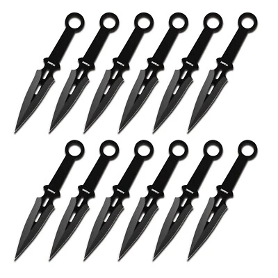 12PC 6.5" Kunai Sharp Stainless Steel Throwing Knife Set Practice Knives w/ Case - Image 1 of 4