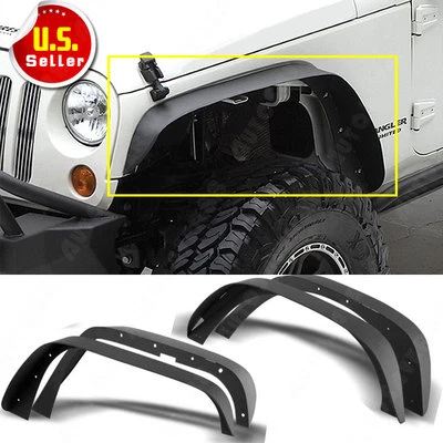 4PCS Fender Flares Flat Style for 07-18 Jeep Wrangler JK 2&4 Door Black Steel Foto 1 de 4