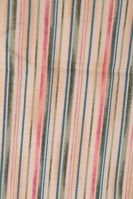 1.0 Yard Maywood EESCO Fabric Presence of Line Pink Green Tan Striped on Cream - Image 1 of 4