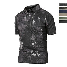 Tactical Mens Airsoft Camo Quick Dry T-Shirt Military POLO Casual Zip Shirt