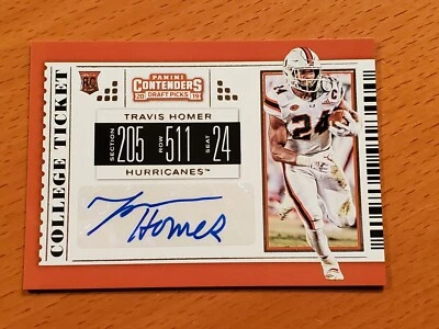 2019 Contenders Draft #276 Travis Homer Miami Seahawks Rookie RB Auto I - Image 1 of 2
