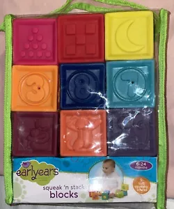 Primi Anni Squeak N Stack Blocks Sviluppo Bambino Vinile Set di 9, 6-24M Nuovo - Foto 1 di 7