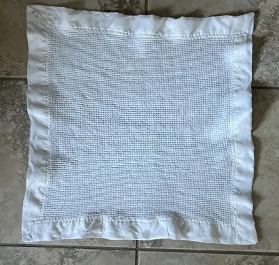 Mini manta de seguridad Baby Morgan blanca tejido gofre 18” x 18” nailon Lovey de colección Foto 1 de 4