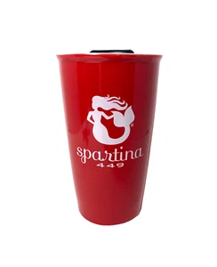 Red Spartina 449 Mermaid Ceramic Travel Coffee Mug 2014 With Lid Has Small Chip - Picture 1 of 8
