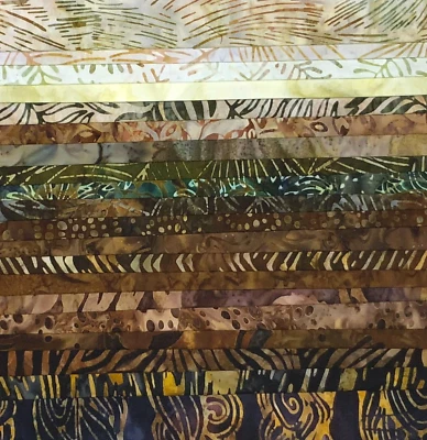 Lunn Fabric Batiks Stash Builder 20 Fat Quarters FQ Batik Pack Brown Camo #733 - Image 1 of 2