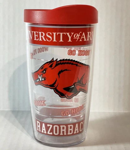 TERVIS Arkansas Razorbacks 16oz Insulated Tumbler Hogs University Clear Red Cover