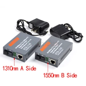 Optical Fiber Media Converter Fiber Transceiver Single Fiber SM 25km SC 10/100M - Picture 1 of 6