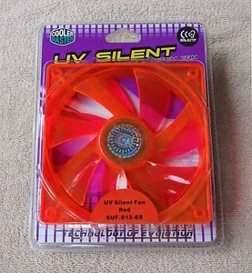 Cooler Master 120mm Fan UV Bright Orange Neon Orange Silent Quiet 3 Pin NEW - Picture 1 of 2