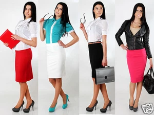  Classic Women's Office Skirt with Lining New High Waist Pencil Sizes 8-16 FA111 - Picture 1 of 6