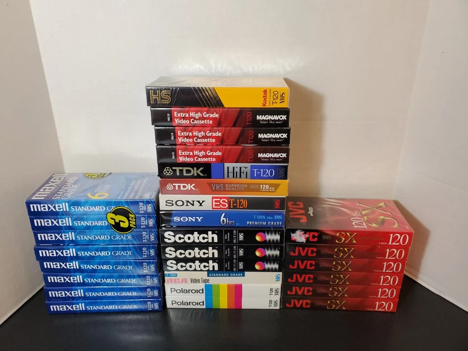 28 nuevas cintas de casete de video VHS en blanco selladas Polaroid Scotch SONY + T-120 6 horas Foto 1 de 1