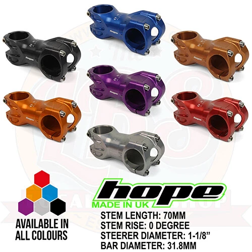 Hope XC Stem 1-1/8" Steerer 31.8mm Bar - All colors and options - Brand New  - Image 1 of 1