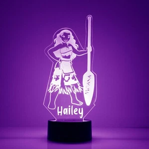 Moana Personalized LED Night Light, with Remote Control, Engraved Kids Light - Picture 1 of 8
