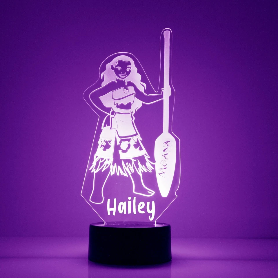 Luz Nocturna LED Personalizada Moana, con Control Remoto, Luz Grabada para Niños Foto 1 de 4