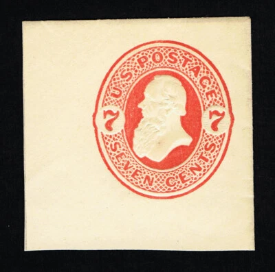 GENUINE SCOTT #U88 MINT 1870-1871 VERMILION ON AMBER LARGE G.H. REAY CUT SQUARE - Image 1 of 2