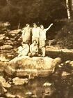 1Q Photograph Group Of Women Waving At Camera From Afar Stream Rocks 1920's