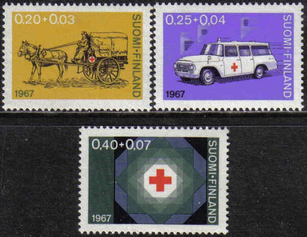 Finland #Mi630-Mi632 MNH 1967 Ambulance Red Cross Horse [B182-B184] - Image 1 of 1